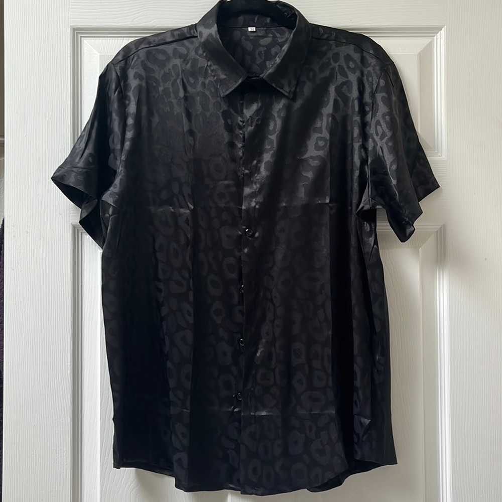Men’s Leopard Black Short Sleeve Shirt